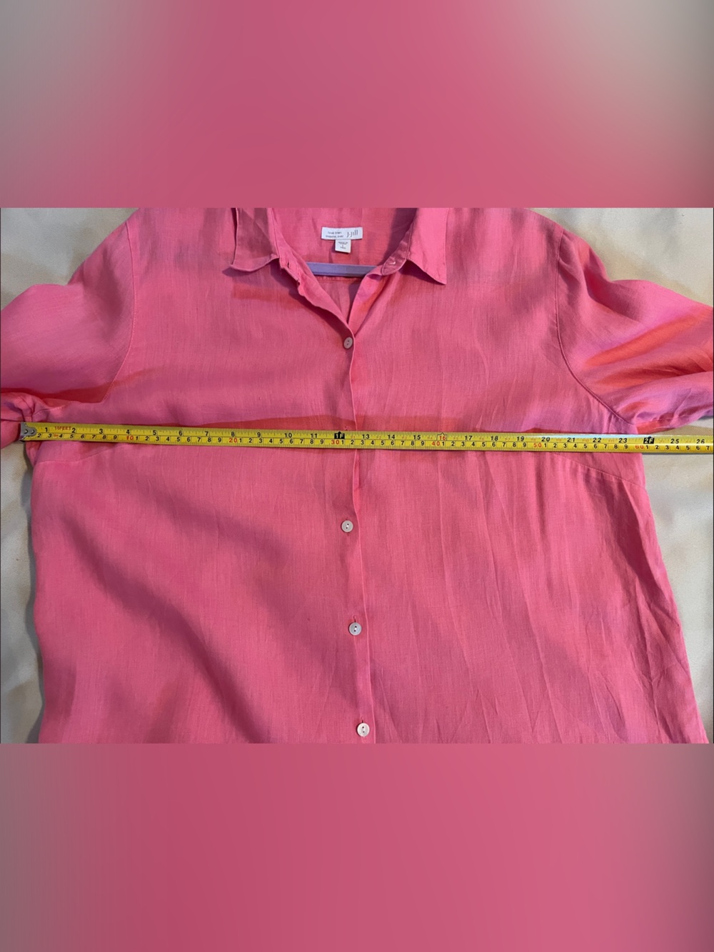 J. Jill Love Linen Bubblegum Pink Button-Down Tunic - Picture 6 of 6